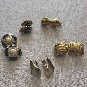 Elegant Gold and Black Women's Earrings Lot